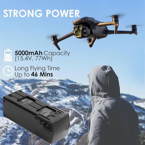 بطارية مافيك 3، بطارية طيران ذكية بقدرة 5000 مللي أمبير في الساعة - 15.4 فولت لطائرة DJI Mavic 3/3 Classic/3 Cine/3 Enterprise Series Drone in Kuwait