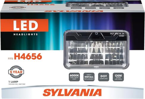 سيلفانيا - مصباح أمامي بشعاع مختوم H4656 LED - مستطيل 4 × 6 بوصة - مصباح أمامي بشعاع مختوم أبيض بارد 6000K - ضوء تحديثي، شاحنة، سيارة، دراجة نارية (يحتوي على لمبة واحدة) in Saudi Arabia