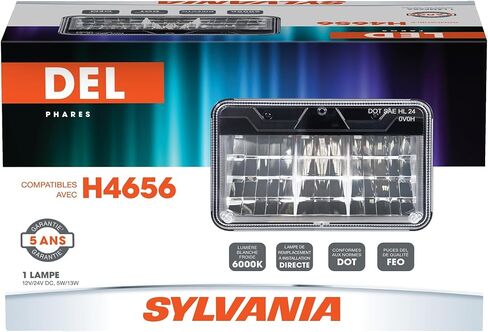 سيلفانيا - مصباح أمامي بشعاع مختوم H4656 LED - مستطيل 4 × 6 بوصة - مصباح أمامي بشعاع مختوم أبيض بارد 6000K - ضوء تحديثي، شاحنة، سيارة، دراجة نارية (يحتوي على لمبة واحدة) in Saudi Arabia