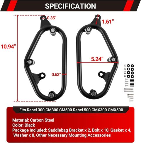 Motorcycle Saddlebag Support Brackets for Rebel 300 CMX300 Rebel 500 CMX500 2017 2018 2019 2020 2021 2022 2023 2024 2025 2026 Saddle Bag Side Support Mount Brackets in Kuwait