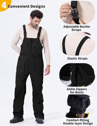 GEMYSE Men’s Insulated Skiing Bibs Waterproof Snow Pants Winter Snowboarding Overalls in Saudi Arabia
