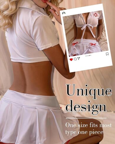 ملابس داخلية مثيرة للممرضات للنساء - طقم أزياء تنكرية للممرضات مكون من 5 قطع، غطاء للعين من الدانتيل الأبيض، جوارب للهالوين الليلية، ملابس النادي، حفلة موسيقية، زي لعب الأدوار in Saudi Arabia