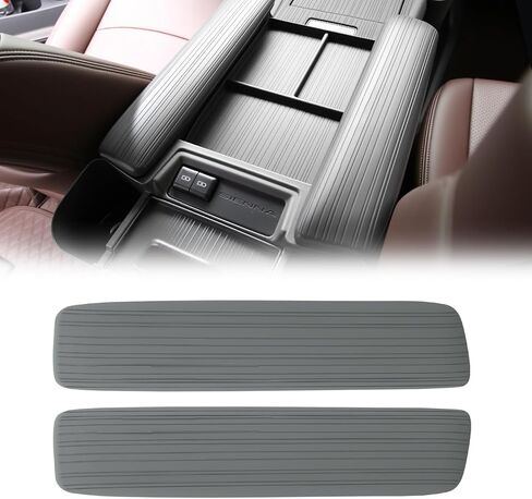 قطعتان من الغطاء الجانبي لمسند الذراع لوحدة التحكم المركزية لسيارة Toyota Sienna 2021-2026 من السيليكون لصندوق تخزين مسند الذراع وغطاء جانبي متوافق مع LE/XLE/XSE/Woodland Edition/Limited/Platinum (رمادي) in Kuwait
