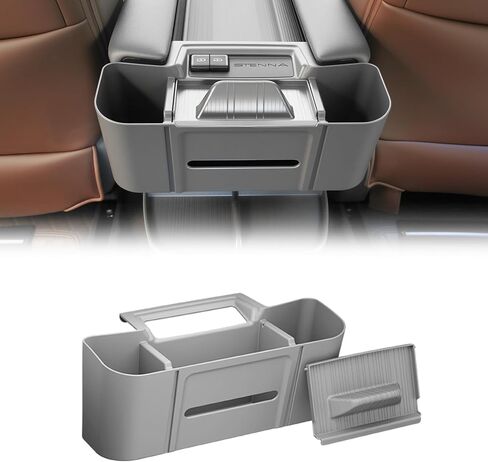 قطعتان من الغطاء الجانبي لمسند الذراع لوحدة التحكم المركزية لسيارة Toyota Sienna 2021-2026 من السيليكون لصندوق تخزين مسند الذراع وغطاء جانبي متوافق مع LE/XLE/XSE/Woodland Edition/Limited/Platinum (رمادي) in Kuwait