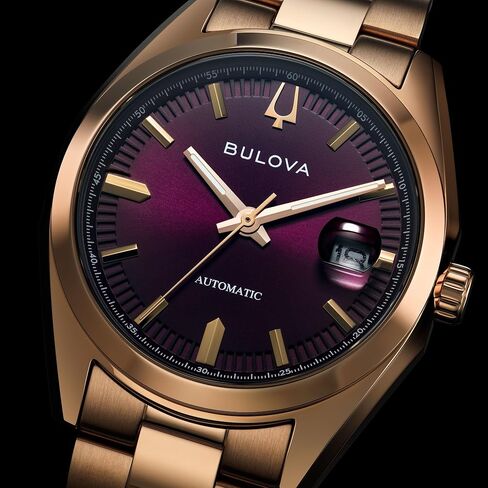 Bulova Surveyor Automatic Purple Dial Rose Gold-Tone Watch 39mm - 97B234 in Saudi Arabia
