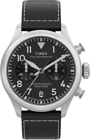 Timex Men's Waterbury Ace Chronograph 41mm Watch - Stainless Steel Two- Piece Quick Release Black Dial Stainless Steel Case in Saudi Arabia