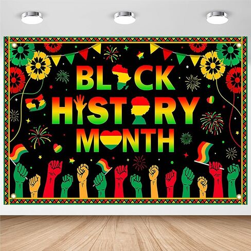 Avezano Black History Month Banner Black History Month Decorations Backdrop African American February National Holiday Party Decorations Banner for Home and Classroom Party (6x3.6ft) in Saudi Arabia
