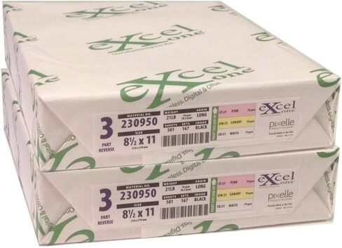 Excel One™ Carbonless 3-Part Reverse Paper (White/Canary/Pink), 8.5" x 11" (230950) - 167 Sets Per Ream -Two (2) Reams (334 Sets) in Kuwait