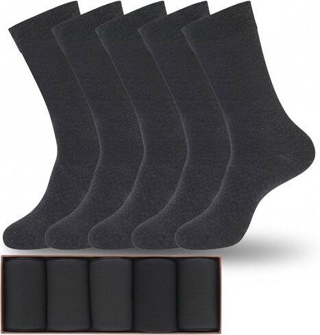 Mens Dress Socks for Men 9-12 - Charcoal Socks for Men - Perfect for Formal Wear, Office, and Special Occasions - 5-Pack in a Gift Box- Solid Charcoal in Saudi Arabia