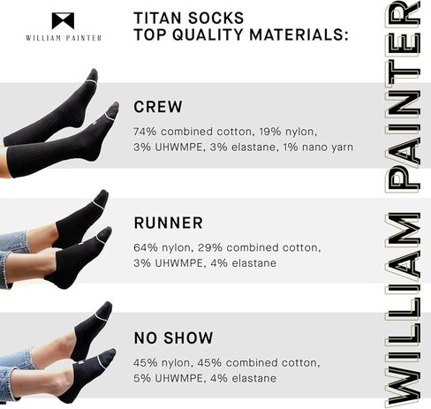 William Painter Titan No Show Socks, No Slip Odor Resistant and Ultra Durable Thread, One-Size-Fits-Most in Saudi Arabia