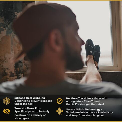 William Painter Titan No Show Socks, No Slip Odor Resistant and Ultra Durable Thread, One-Size-Fits-Most in Saudi Arabia