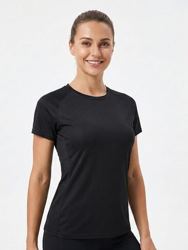 Women's Short Sleeve Compression Shirt – Moisture-Wicking Athletic Top for Running, Yoga, and Gym Workouts in Saudi Arabia