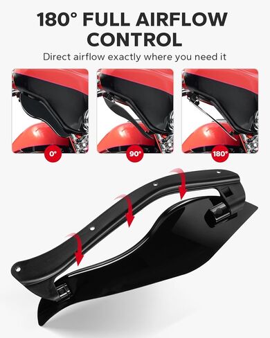 Amazicha Motorcycle Windshield, Fairing Air Deflectors Side Wings, Adjustable Wind Deflectors Compatible for Harley Electra Glide Street Glide Trike Glide 2008-2013, Black in Saudi Arabia