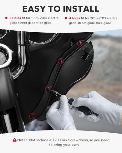 Amazicha Motorcycle Windshield, Fairing Air Deflectors Side Wings, Adjustable Wind Deflectors Compatible for Harley Electra Glide Street Glide Trike Glide 2008-2013, Black in Saudi Arabia