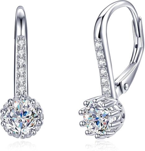 Moissanite Earrings for Women, 925 Sterling Silver Drop Dangle Earrings, Hypoallergenic Leverback Earring for Sensitive Ear, D Color VVS1, Diamond Birthday Bridal Wedding Jewelry Gift, 0.5ct*2 in Saudi Arabia