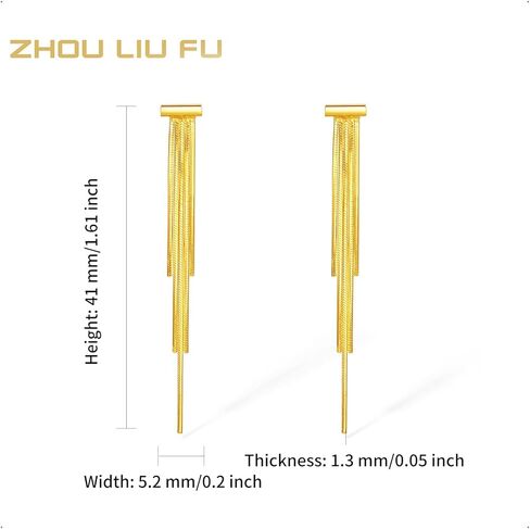 24K الذهب استرخى أقراط شرابة انخفاض القرط سلسلة المتدلية طويلة مجوهرات الأزياء للنساء أمي هدايا عيد ميلاد الزفاف A0913998 in Saudi Arabia
