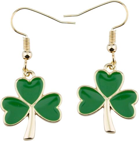 St. Patrick's Day Earrings for Women, Golden Irish Shamrock Dangle Earrings, Green Clover Earrings St Patrick's Day Accessories in Saudi Arabia