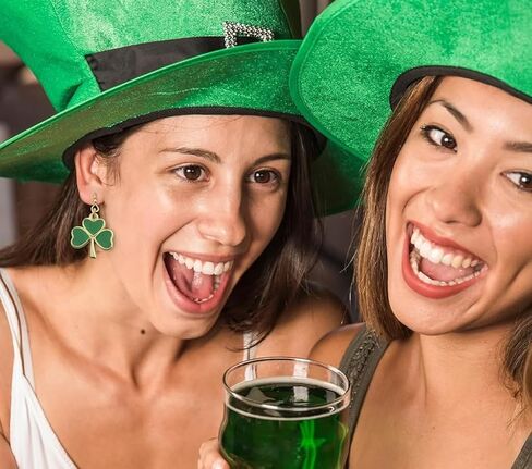 St. Patrick's Day Earrings for Women, Golden Irish Shamrock Dangle Earrings, Green Clover Earrings St Patrick's Day Accessories in Saudi Arabia