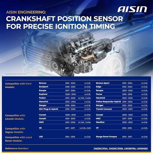 AISIN CKSFD-00502 Engine Crankshaft Position Sensor - Compatible with Ford Explorer 2020-2024, Focus 2016-2018, Escape 2017-2024, Fusion 2013-2020, Edge 2015-2024, Ranger 2019-2024 in Saudi Arabia