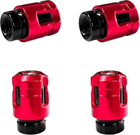 4 PCS Car Tire Valve Stem Caps, Unique Shape Corrosion-Resistant Aluminum Auto Wheel Valve Covers, Dustproof Leak-Proof Tire Air Caps for Trucks SUVs Motorcycles Bicycles (Red) in Saudi Arabia