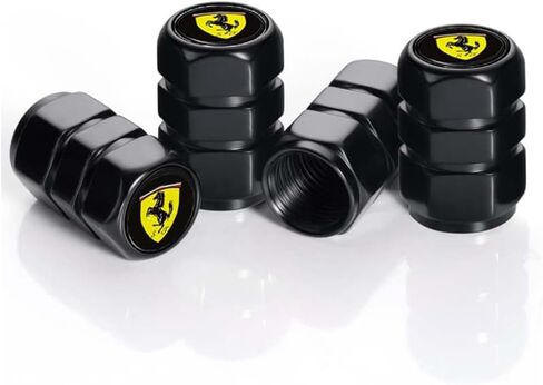 4Pcs Tyre Valve Stem Caps for Ferrari, Aluminum Alloy Prevent Air Leakage Emblem Insignia Auto Valve Caps,A in Kuwait