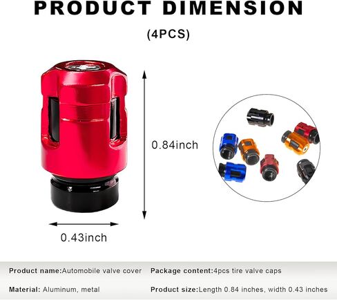 4 PCS Car Tire Valve Stem Caps, Unique Shape Corrosion-Resistant Aluminum Auto Wheel Valve Covers, Dustproof Leak-Proof Tire Air Caps for Trucks SUVs Motorcycles Bicycles (Red) in Saudi Arabia