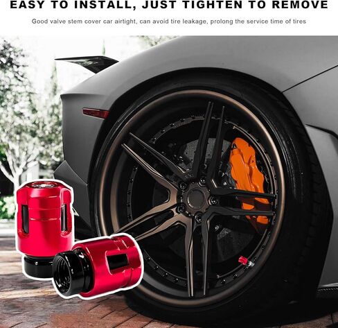 4 PCS Car Tire Valve Stem Caps, Unique Shape Corrosion-Resistant Aluminum Auto Wheel Valve Covers, Dustproof Leak-Proof Tire Air Caps for Trucks SUVs Motorcycles Bicycles (Red) in Saudi Arabia