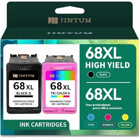 خرطوشة حبر JINTUM 68XL 68 متوافقة مع خراطيش حبر HP 68 68XL حزمة كومبو سوداء/ملونة بديلة لطابعة Envy 6100e 6152e 6155e 6500e 6552e 6555e 6558e (1 أسود، 1 ثلاثي الألوان) in Kuwait