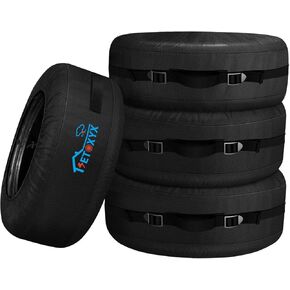 4 عبوات من حقائب الإطارات الموسمية، غطاء إطار احتياطي 700D، حقائب عجلات محمولة بمقبض، حقيبة تخزين الإطارات الشتوية تناسب قطر الإطارات 22 بوصة - 31 بوصة in Kuwait