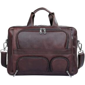 Mens Genuine Leather Laptop Briefcase Shoulder Bag Messenger Handbag Crossbody Business Computer Case Satchel School Rucksack 17 inches in Kuwait