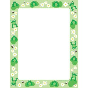 SHAPES ETC. 50 Sheets Frog Designer Border Paper 8.5x11in, Flyers, Writing School Letters, Motivation, Invitations, Office Notes, Invitations & Printing Supplies, Stationery, Newsletters, Made in USA in Kuwait
