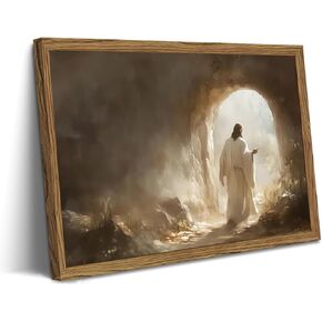 Framed Jesus Wall Art, Christian Jesus Resurrection Paintings Wall Decor, Leaves the Tomb Pictures Canvas Prints Religious Home Decor for Living Room Bedroom Church Prayer Room 12x16 inch in Saudi Arabia