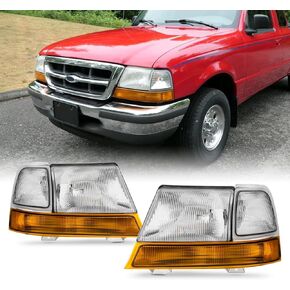 AKKON - Fits 1998-2000 Ford Ranger Chrome Headlights w/Corner Lamp Amber Signal Pair Driver+Passenger 98 99 00 in Saudi Arabia