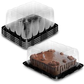 MT Products Clear Plastic Rectangular Bakery Boxes 11" x 9" x 5" - 1/8 Sheet Disposable Cake Containers with lids - Pack of 5 in Kuwait