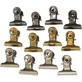 LLY مشابك معدنية صغيرة بمفصلات 50 قطعة مع صندوق - 21.5 مم × 22.6 مم، 3 ألوان مختلطة (ذهبي، فضي، مضاد للفضي)، مشابك ورق معدنية للمكتب، الصور، الحرف الورقية، سجل القصاصات، ديكورات DIY in Kuwait