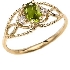 خاتم سوليتير أنيق من الذهب الأصفر عيار 10 قيراط مع الزبرجد والتوباز الأبيض in Kuwait