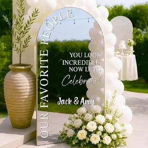 JarThenaAMCS Wedding Mirror Decal Welcome Sign Our Favorite People DIY Removable Letters Vinyl Wall Decal for Bridal Shower Engagement Marriage Reception, White in Kuwait