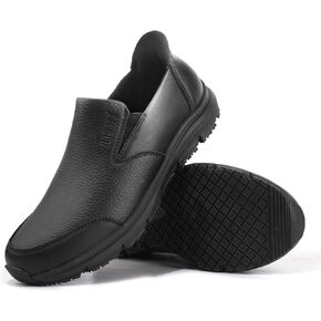 Jacata Slip on Work Shoes for Men Arch Support Food Service Mens Water Slip Resistant Leather Chef Non Slip Walking Shoes for Restaurant Kitchen Sneakers in Kuwait