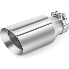 2.5 to 4 Inch Exhaust Tip 2.5"Inlet to 4"Outlet Exhaust Tips 9" Length Muffler Tip 304 Stainless Steel Tailpipe Diesel Exhaust Tip Double Wall Polished Slant Cut Clamp On (Sliver) in Kuwait