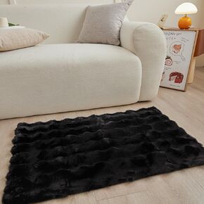 Creamy White Rabbit Plush Rug 8'x10', Fluffy Faux Fur Shaggy Area Rug for Nursery, Kids Room Decor, Soft Fuzzy Carpet for Living Room, Bedroom, Teen Girls Room in Kuwait