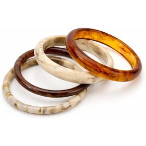 Acrylic Resin Chunky Bangle Bracelets For Women, 4Pcs Thick Stackable Colorful Geometric Circle Cuff Statement Wristband Set Jewelry Gift in Kuwait