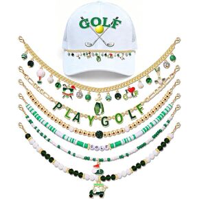 YAHPERN 6Pcs Baseball Trucker Hat Chains for Women Men Clay Beaded Baseball Charm Bill Decoration Detachable DIY Chains Hat Jewelry Accessories (Style D) in Kuwait