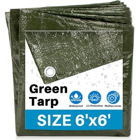 MAQIHAN Camping Tarp Waterproof - 6'x 6' Heavy Duty Tarps for Camping Tent Outdoors Garden Car Roof Multipurpose Protective Rain Sunshade Cover Thick All-Weather Emergency Tarpaulin Plastic in Saudi Arabia