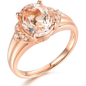 Fine Jewelry 14Kt Rose Gold Genuine Natural Morganite Gemstone Diamond Emerald Wedding Ring Sets for Women in Kuwait