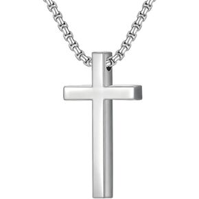 Sterling Silver Cross Pendant Necklace for Men Father Husband Christian Cross Necklace Jewelry Gift for Father's Day in Saudi Arabia