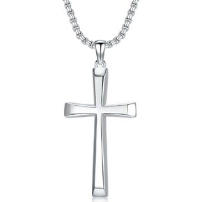 Sterling Silver Cross Pendant Necklace for Men Father Husband Christian Cross Necklace Jewelry Gift for Father's Day in Kuwait