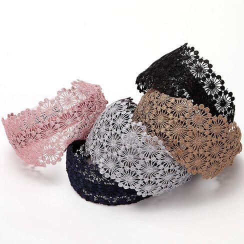 LONEEDY عصابة رأس من الدانتيل متعددة الألوان غير قابلة للانزلاق واسعة الرأس للنساء والفتيات (زهرة الشمس) in Kuwait