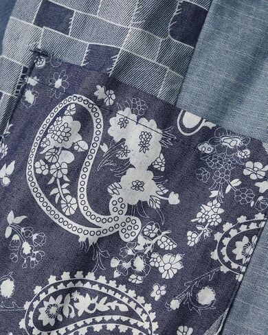 Patchwork Denim Kimono Jacket Wide Sleeve Cardigan Wrap Front with Belt Paisley Print Coat for Women in Saudi Arabia