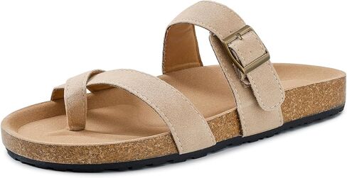Women's Cork Sandals with Adjustable Buckle, Comfortable Open Toe Flip Flops Shoes for Summer Beach in Saudi Arabia