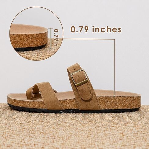 Women's Cork Sandals with Adjustable Buckle, Comfortable Open Toe Flip Flops Shoes for Summer Beach in Saudi Arabia